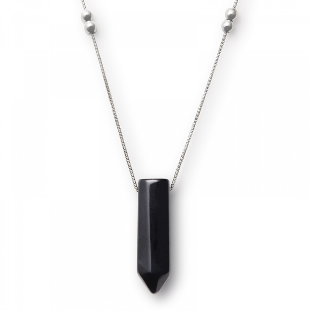 Alex and Ani Sterling Silver Onyx Necklace